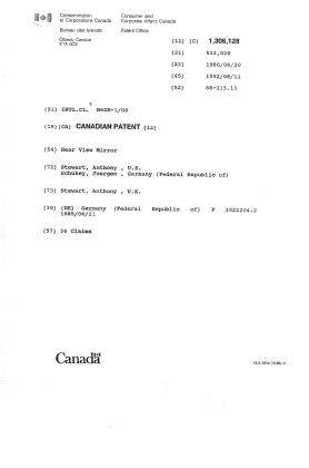 Document de brevet canadien 1306128. Page couverture 19931104. Image 1 de 1