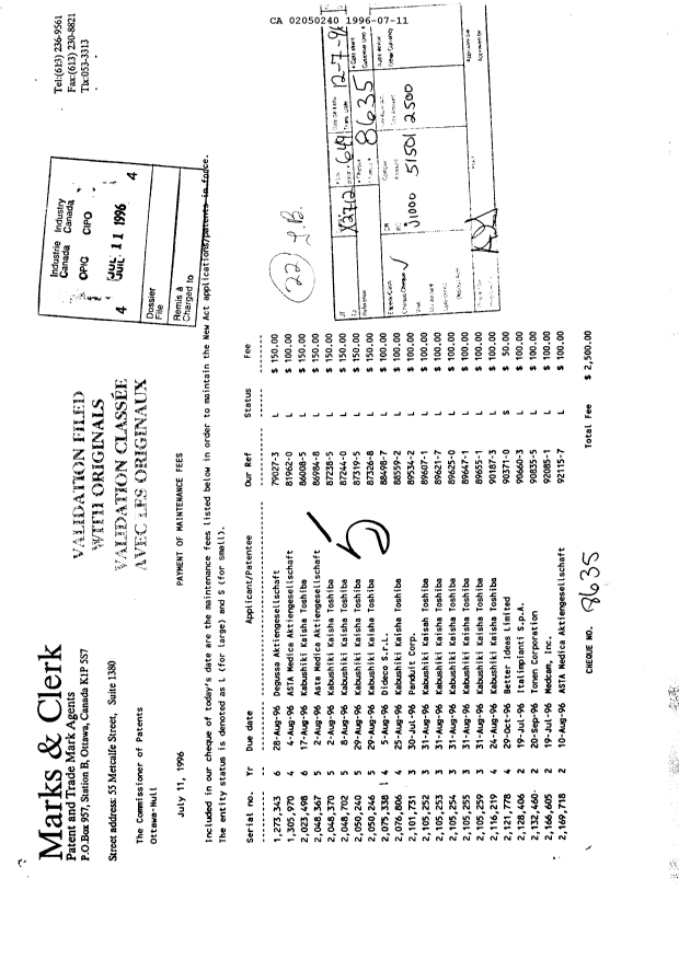 Canadian Patent Document 2050240. Fees 19951211. Image 1 of 1