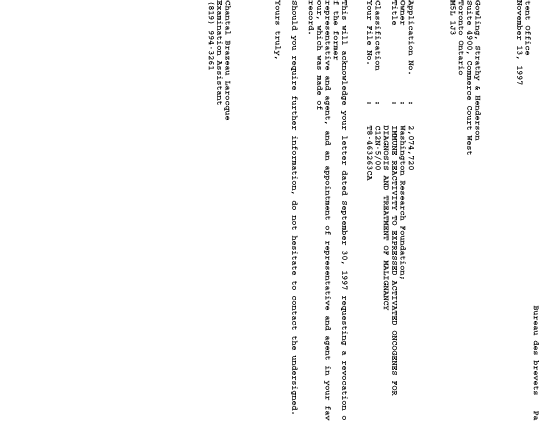 Canadian Patent Document 2074720. Correspondence 19961213. Image 1 of 1