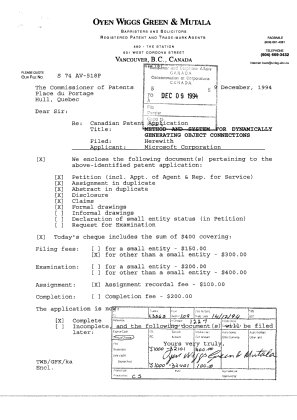 Canadian Patent Document 2137745. Assignment 19941209. Image 1 of 9
