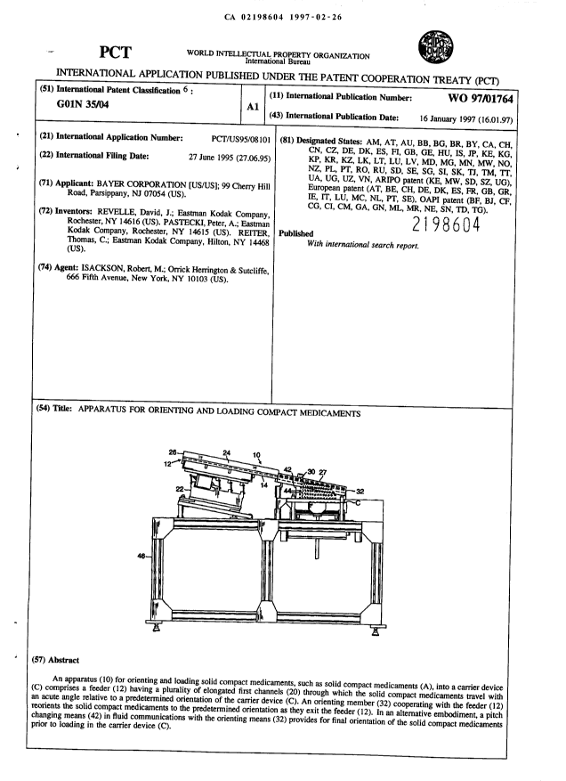 Canadian Patent Document 2198604. Abstract 19961226. Image 1 of 1