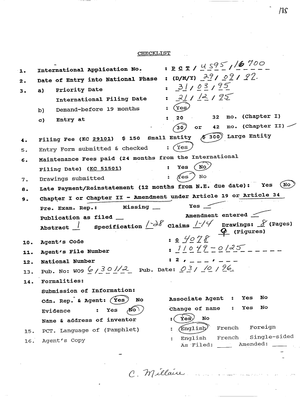 Document de brevet canadien 2215413. PCT 19970929. Image 1 de 29
