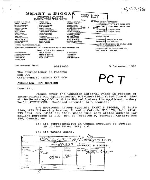 Canadian Patent Document 2223929. Assignment 19961205. Image 1 of 4