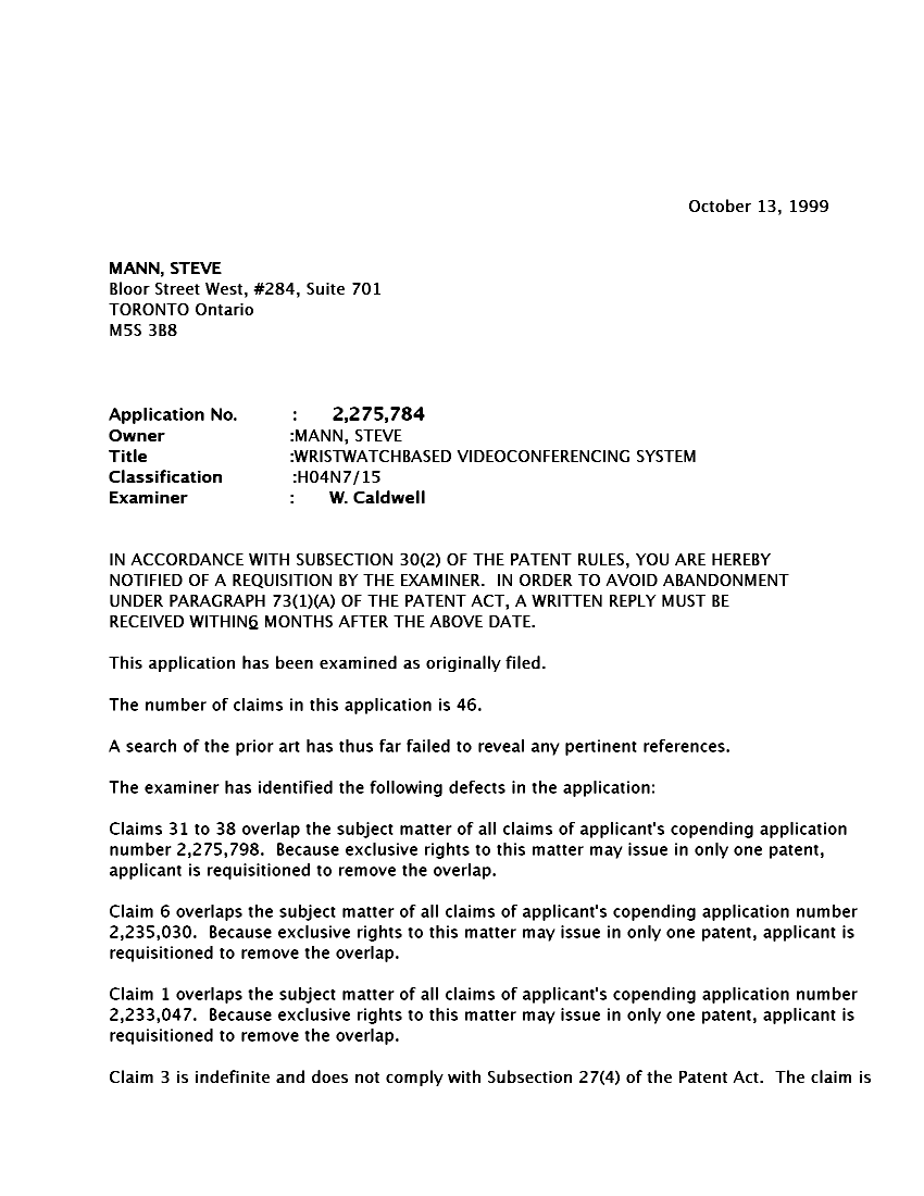 Document de brevet canadien 2275784. Poursuite-Amendment 19981213. Image 1 de 2