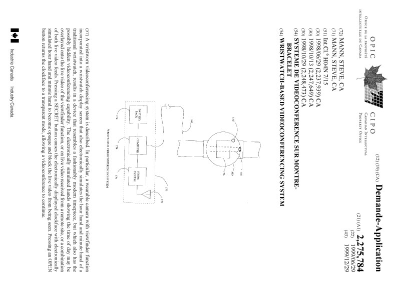 Document de brevet canadien 2275784. Page couverture 19981216. Image 1 de 1