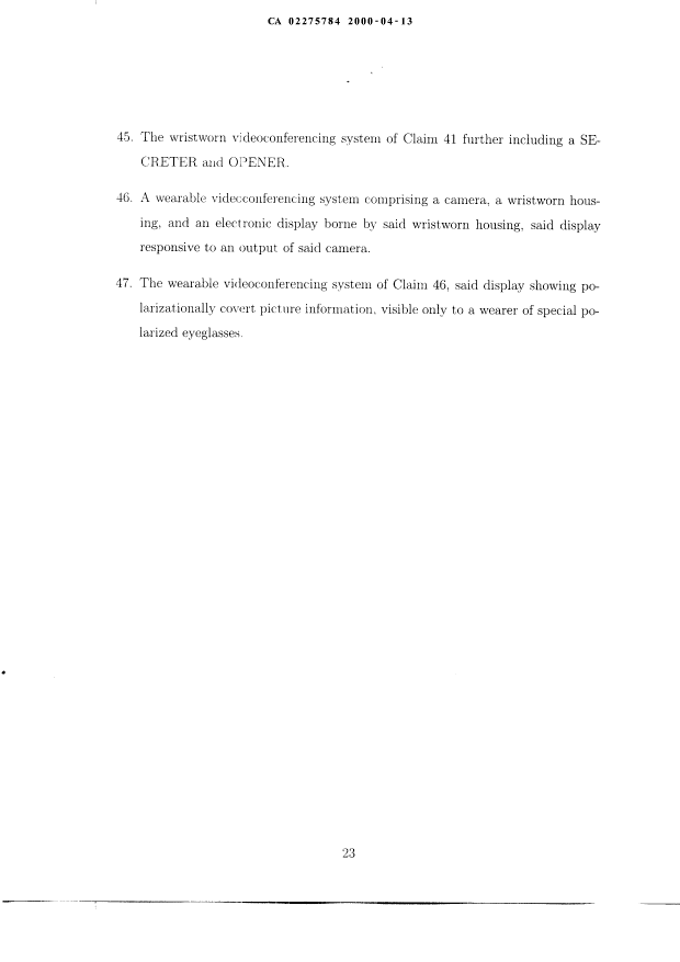 Canadian Patent Document 2275784. Prosecution-Amendment 19991213. Image 8 of 8