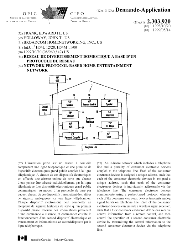 Document de brevet canadien 2303920. Page couverture 19991212. Image 1 de 1