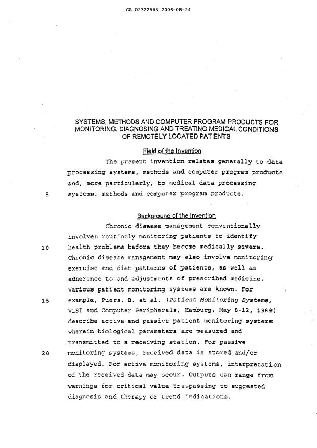 Canadian Patent Document 2322563. Description 20060824. Image 1 of 56