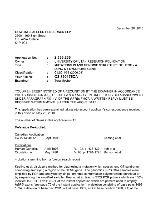 Canadian Patent Document 2336236. Prosecution-Amendment 20091220. Image 1 of 3