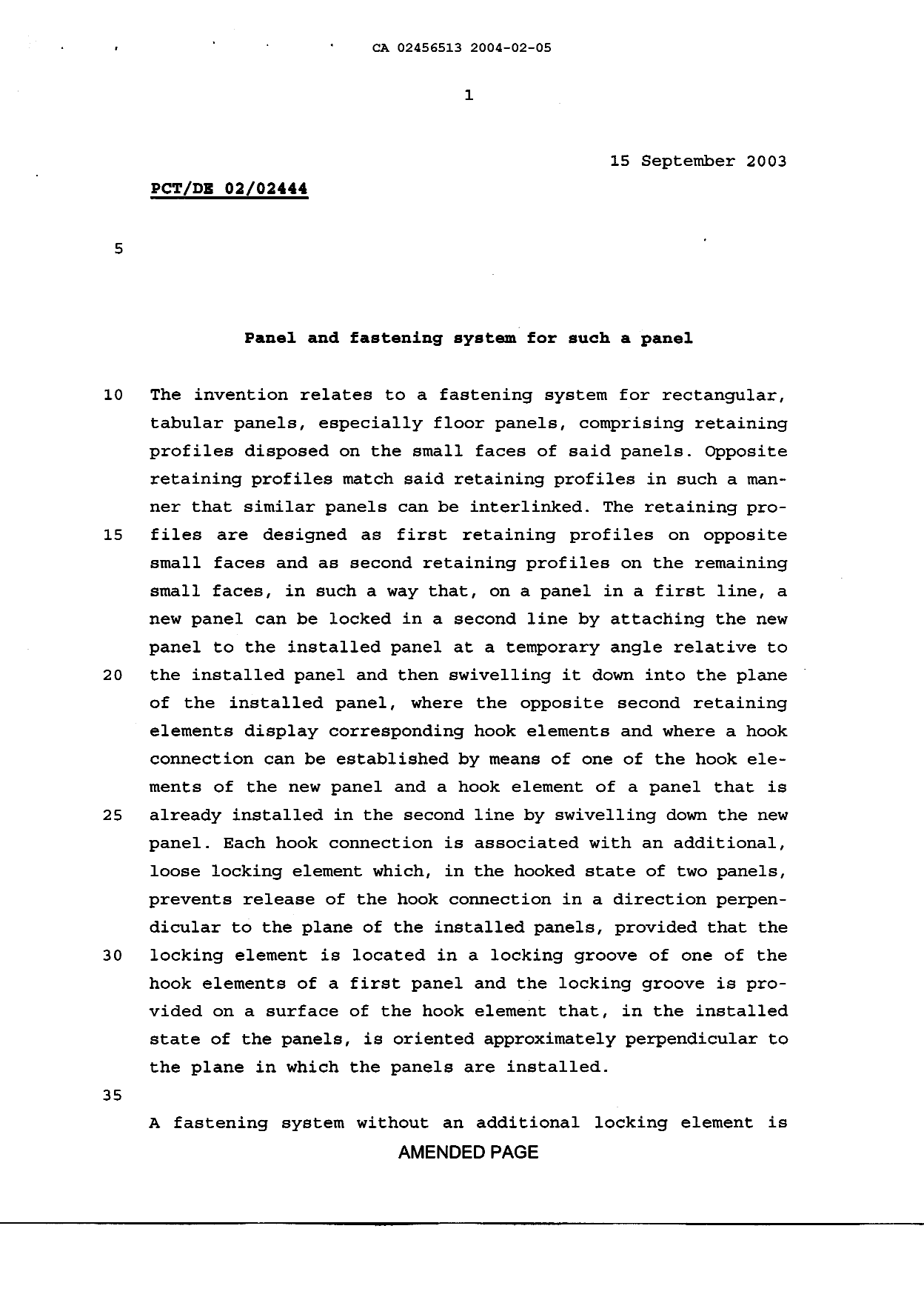 Canadian Patent Document 2456513. Description 20070911. Image 1 of 15