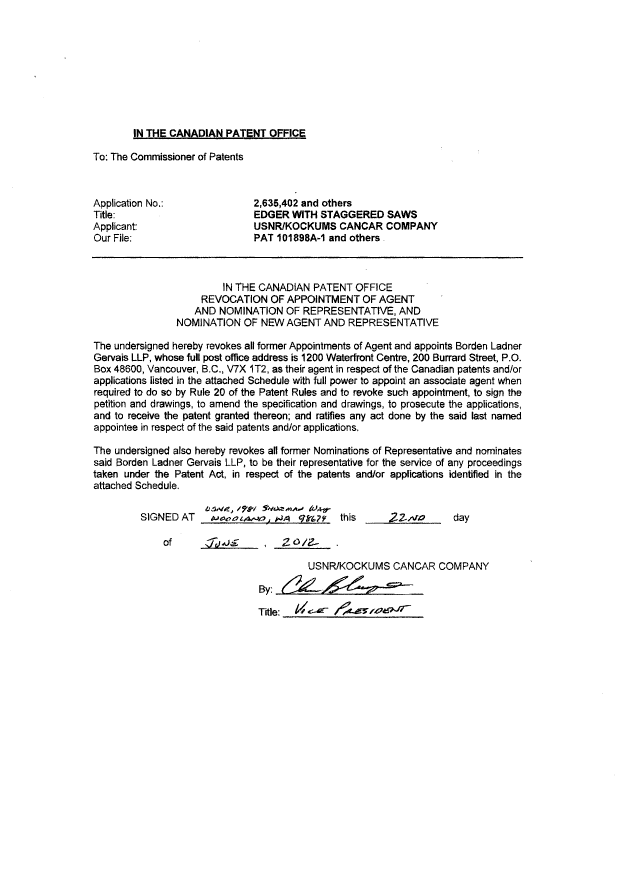 Canadian Patent Document 2469261. Correspondence 20111216. Image 2 of 6