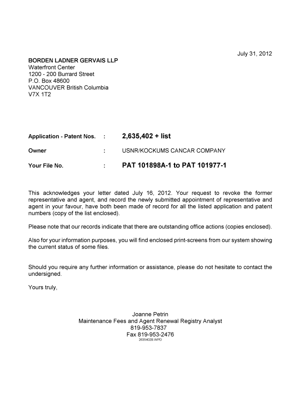 Canadian Patent Document 2469261. Correspondence 20111231. Image 1 of 1