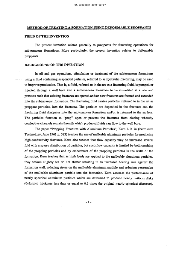 Canadian Patent Document 2536957. Description 20060217. Image 1 of 9