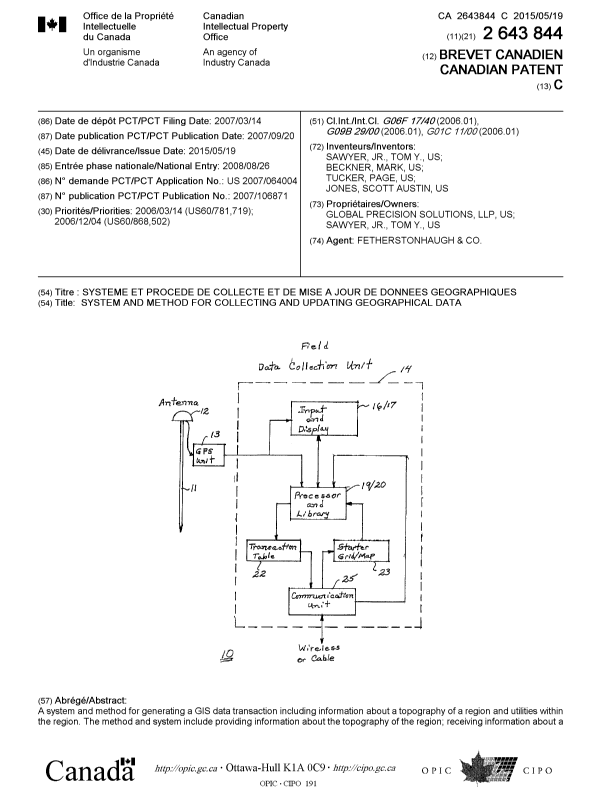 Document de brevet canadien 2643844. Page couverture 20141228. Image 1 de 2