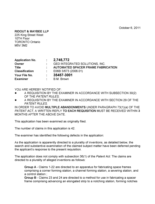 Document de brevet canadien 2745772. Poursuite-Amendment 20101206. Image 1 de 3