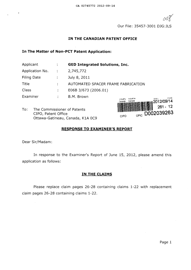 Canadian Patent Document 2745772. Prosecution-Amendment 20111214. Image 1 of 6