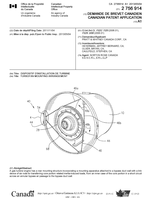 Document de brevet canadien 2756914. Page couverture 20130429. Image 1 de 1