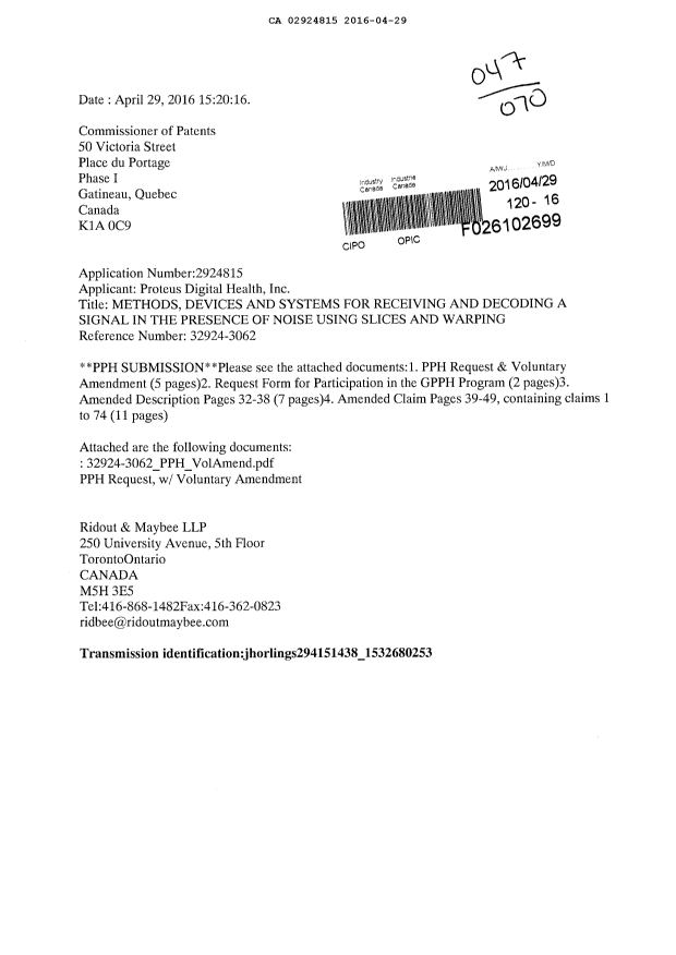 Canadian Patent Document 2924815. Correspondence 20151229. Image 1 of 1